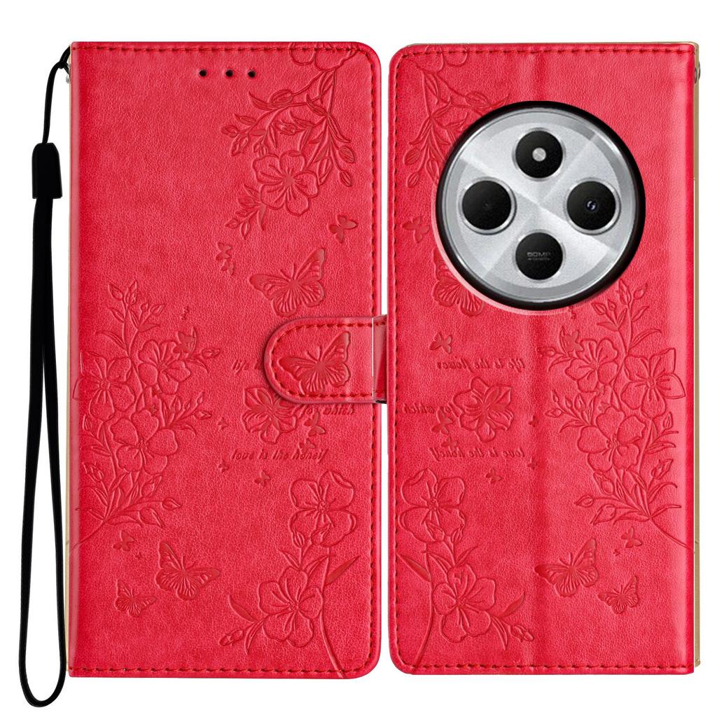 For Xiaomi Poco C75 4G/Redmi 14R 5G/14C 4G Wallet Phone Case Butterfly Floral Imprint Leather Flip Cover