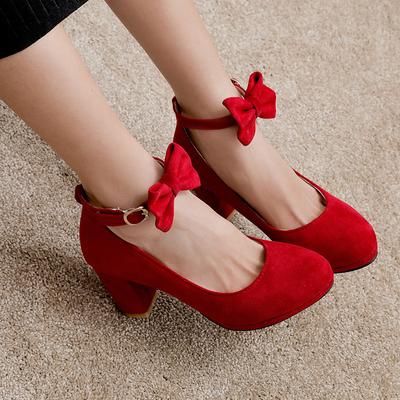 Chaussures simples à talons hauts pour femmes printemps et été nouvelles chaussures de couleur unie de grande taille à bouche légère chaussures quatre saisons chaussures basses en daim