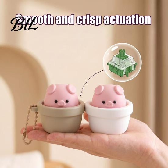 Portable Stress Reliever Potted Pig Clicker Toy with Bead Chain, Clicky Button Fidget Relief Gadget for Relief, Finger Backpacks School Bags