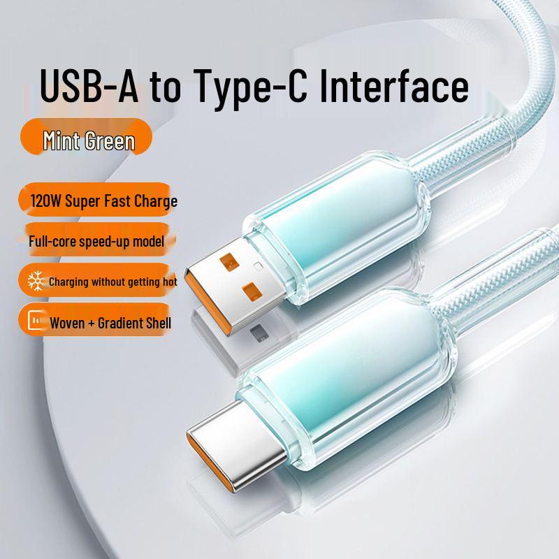 120W Super Fast Type-C Charging Cable for Apple 15/16, Huawei, Honor Phones