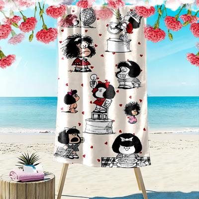 Mafalda Print Beach Towel, Large Soft Quick Dry Towel for Beach Camping Swimming
