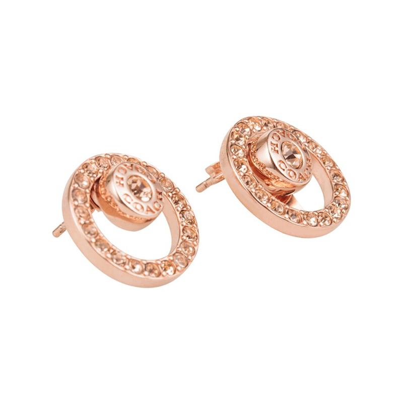 COACH Halo diamond metal stud earrings for women
