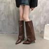 New Western Cowboy Boots Women Fashion Slip-On Long Pipe Boots Female Sexy Thin High Heel Trend Knee High Botas