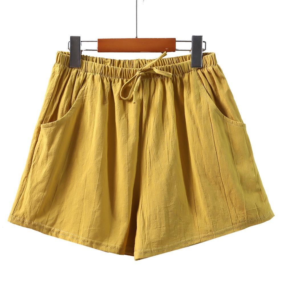 

Women s High-Waisted Cotton Linen Shorts - Solid Color, Loose, Lightweight, Three-Point Summer Style