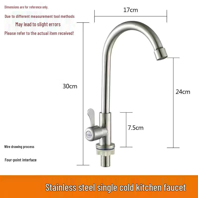 TLXT Kitchen Wall-Mounted Single Cold Water Rotating Faucet
