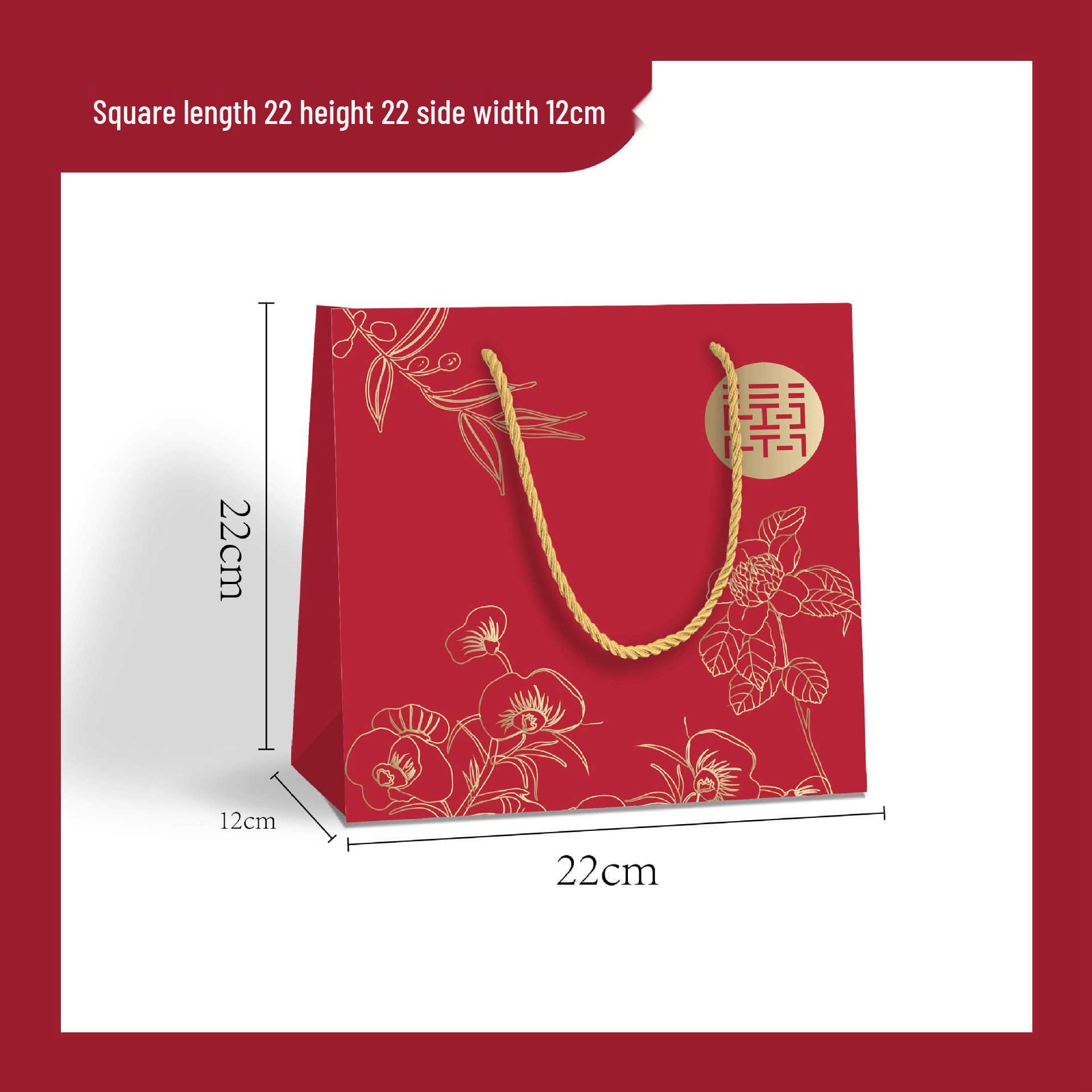 

Creative Red Handheld Gold-Printed Wedding Favor Gift Bags 1 piece