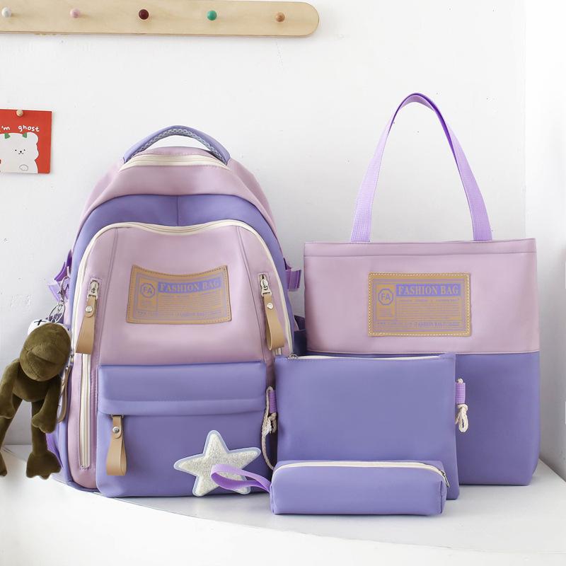 Schoolbag New Middle School Student High School Large-capacity Schoolbag Women's Fashion Casual Contrasting Color Backpack College Backpack Wholesale