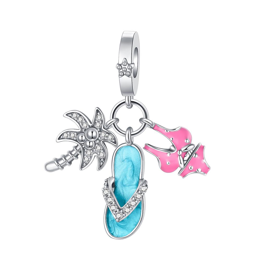 Copper Red High-Heeled Shoes Perfume Charms Fit Originalbracelet Charm Bead Necklace Diy Female Jewelry