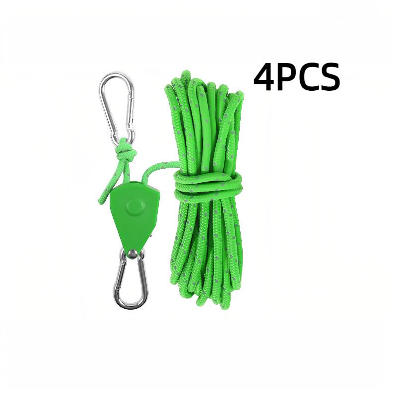 

4pcs 4m Outdoor Pulley Windproof Rope Tent Fasteners Metal Lifting Pulley Reflective Wind Rope Thickened Canopy Umbrella Cord