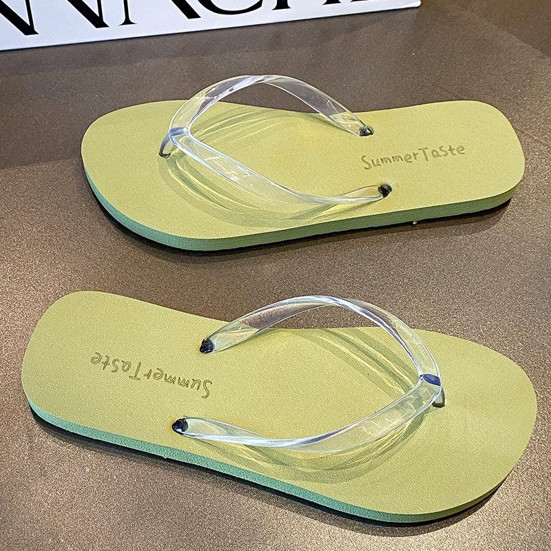 Simple flip-flops women's new summer pinch feet outside wear non-slip flat bottom beach cool slippers tide