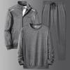 Men's Autumn-Winter Three-Piece Set: Cardigan Hoodie, Loose Sweatpants, Trendy Long-Sleeve Round Neck Top