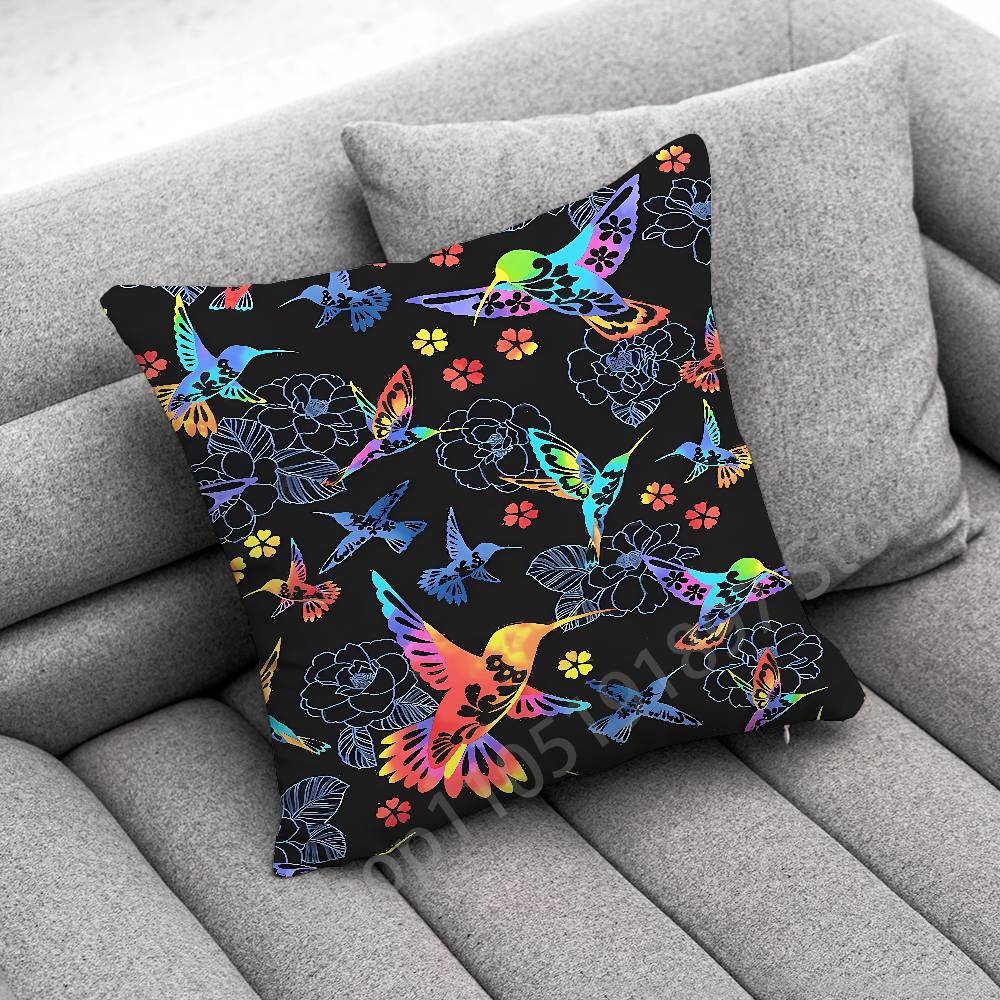 Colorful Bird Hummingbird Throw Pillow Case For 50x50cm 30x30cm 55x55cm 45x45cm 40x40cm Square Bed Pillowcase Cover