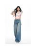 2026 Spring Women's Retro Wide-Leg Jeans: Waistless, Versatile, Loose, Slimming, Floor-Length Pants