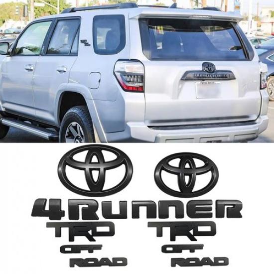 For 2010 to 2024 4RUNNER SR5 Premium Matte Blackout Emblem Overlay Kit 5 Pcs