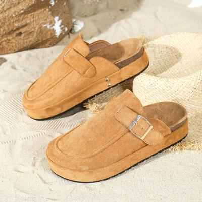 Summer Vacation Style Thick Soled Retro Closed Toe Slippers with Arch Support for Indoor and Outdoor Beach Leisure Walking, Suitable for Daily Wear