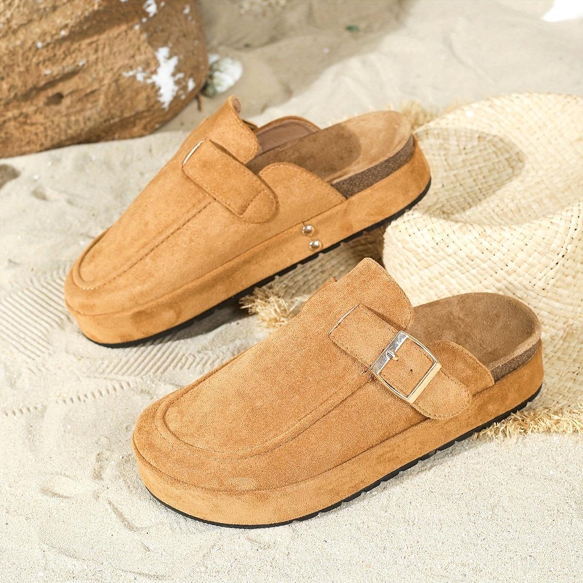 

Летний отпускной стиль Толстая подошва Ретро Шлепанцы с закрытым носком с поддержкой свода стопы для дома и улицы Пляжный отдых Ходьба, Подходят для повседневной носки 36 светло-коричневого