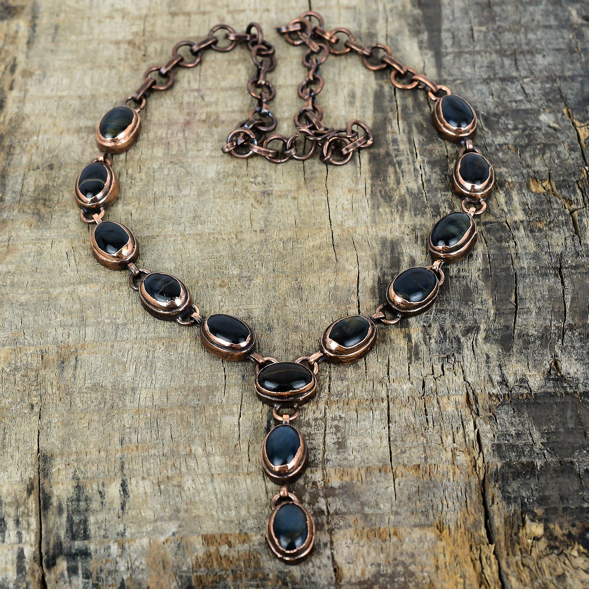 

Питерсит ожерелье гальванопластическое медное ожерелье регулируемая цепочка ожерелье с драгоценным камнем украшения из античной меди подарки для жены ожерелье ручной работы Adjustable