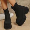 Fashion 2025 Fashion Soft Faux Suede Wedges Boots Women Solid Color Platform Ankle Boots Woman Casual Slip On Chunk Heel Booties Mujer
