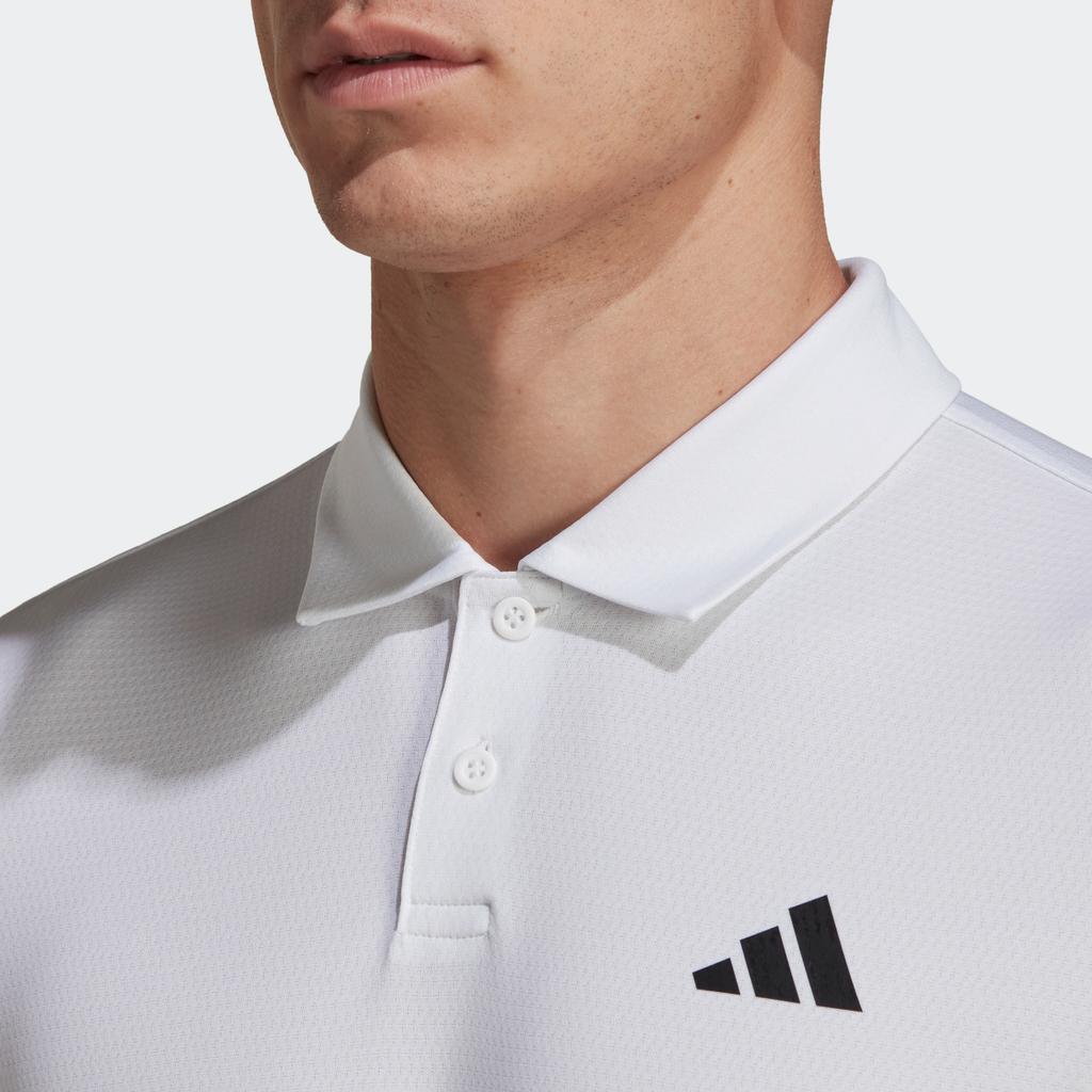 Adidas Logo Print Sports Tennis Polo Shirt Men Tops White HT7182