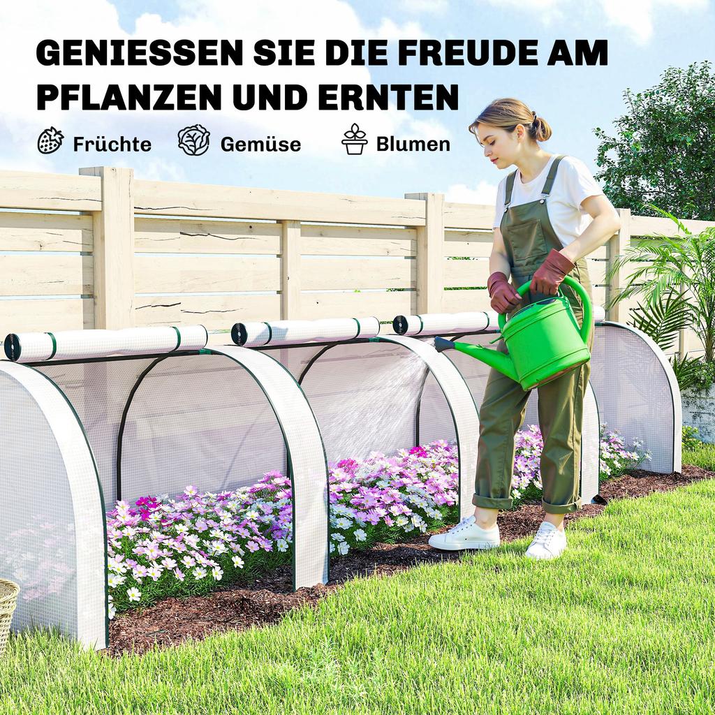 395 x 100 cm Low Tunnel Greenhouse - White