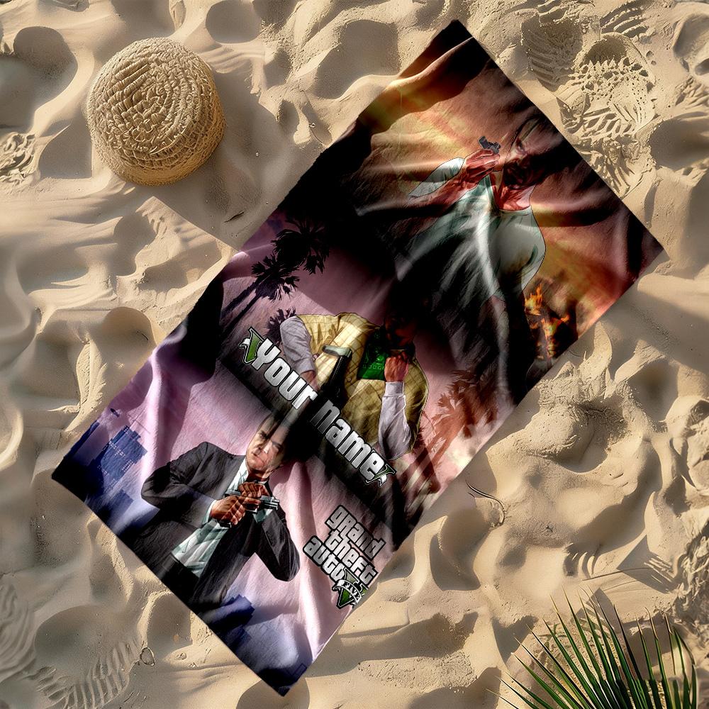 Gta Customized Name Beach Towel Quick-Dry Soft Microfiber Suitable for Sports Travel Swimming Yoga Bathroom Beach And Pool