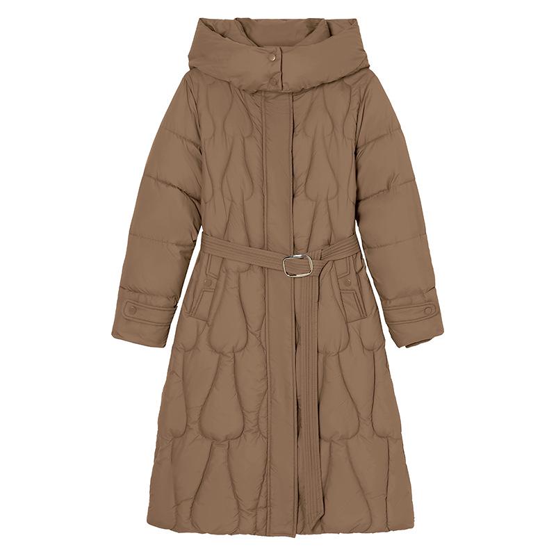

Приталенное хлопковое пальто средней длины с волнистым съемным капюшоном, женская зимняя свободная верхняя одежда больших размеров. L (95-115 lbs) хаки