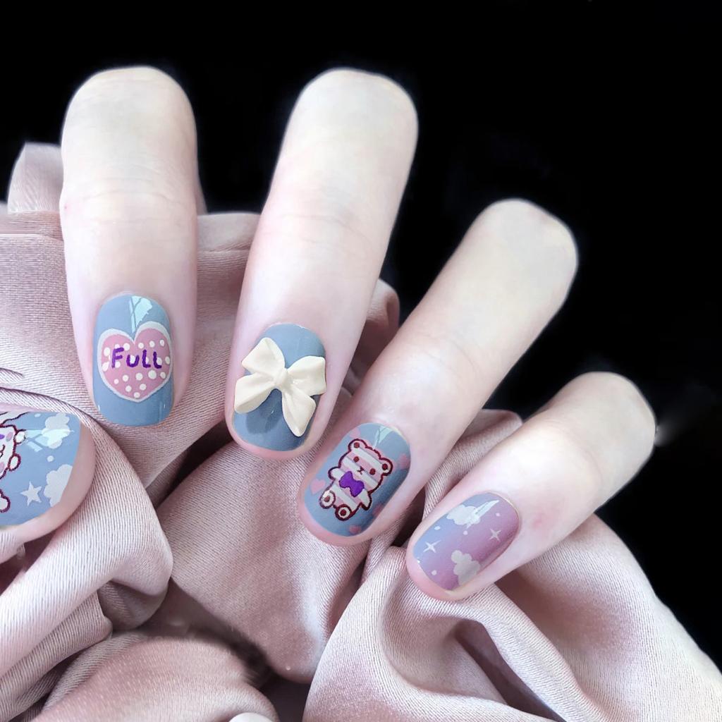 Wear Nail Art Nail Film Sweet Fairy Nail Film Cute Girl Pure Desire Blush Nail Ice Through New Fake Nails
