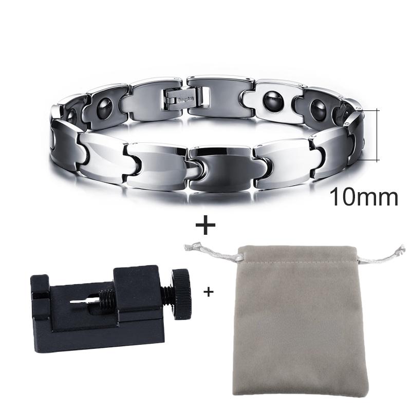 Ikuinen Couple Tungsten Bracelet for Men Women Hematite Health Energy Chain Link Bracelet Lovers Wristband Magnetic Bracelet Benefits
