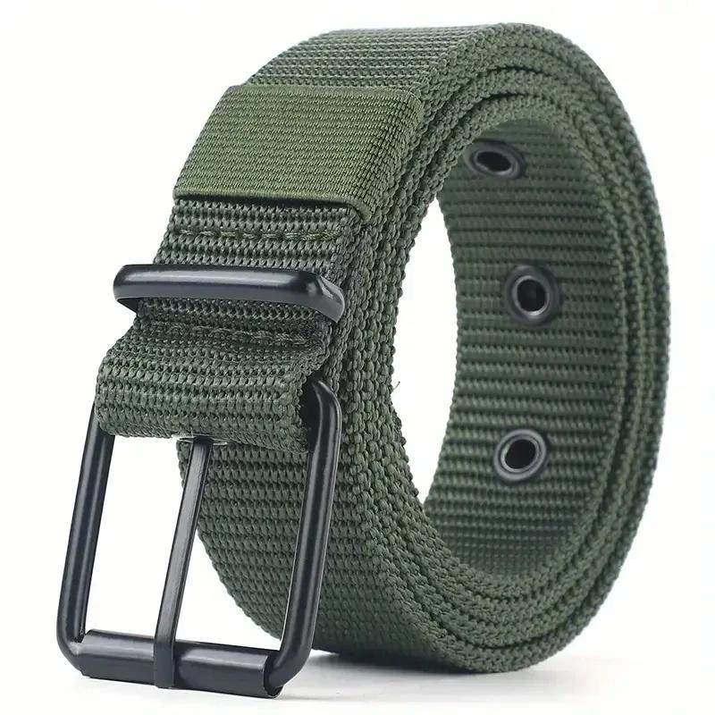 Nouvelle ceinture en toile Ceintures tactiques pour hommes Vente de ceintures de sport de plein air pour hommes Simple Pratique Tissage Nylon Toile Pantalon Cowboy Ceinture pour femmes 120cm vert