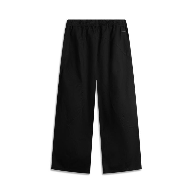 Li Ning CF Series Solid Color Straight Loose Sports Casual Pants Men Bottoms Black AKXU521-4