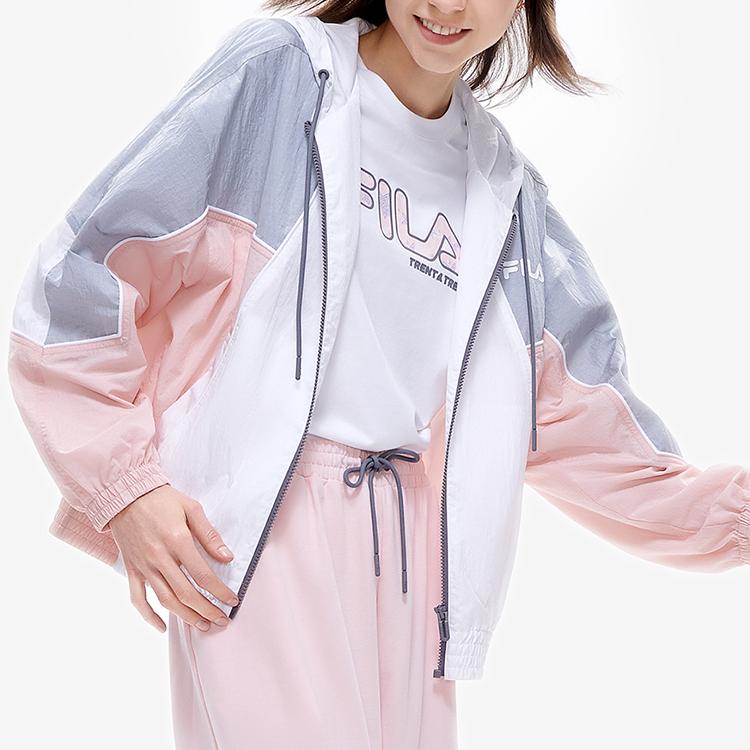 FILA Fusion Casual Lightweight Woven Hooded Jacket Women jackets White T11W225707FWT