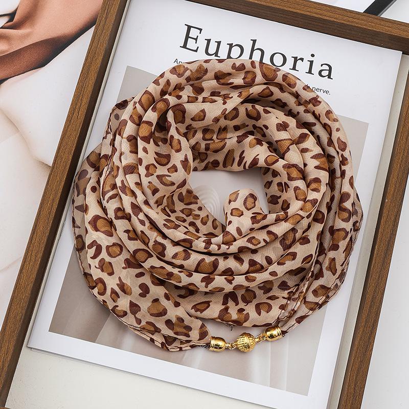 Sciarpa Quadrata in Seta Chiffon con Fibbia Magnetica di Lusso per Donna, Protezione per il Collo, Sciarpe alla Moda per l'Estate