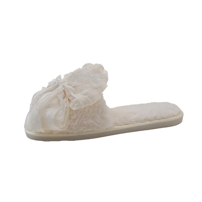 2025 New Summer House Cotton Slippers for Women Bow Indoor Slippers Slip On Bedroom Shoes with Big Bow Soft Anti-Skid Shoes