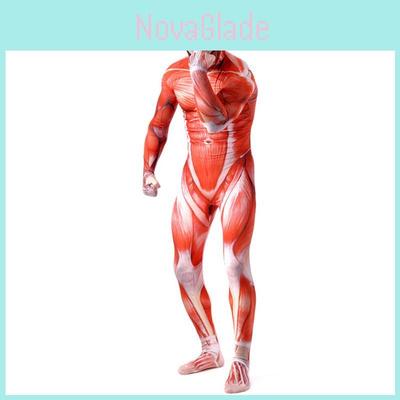 Costume d'Halloween Corps Entier Attaque des Titans Squelette Muscle Lycra Spandex Combinaison Pour Toutes les Tailles