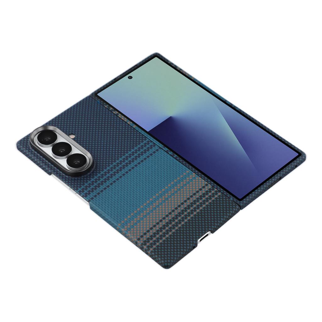 Pro Samsung Galaxy Z Fold7 5G Pouzdro Gradientní Aramidové Vlákno Magnetický Kryt na Telefon s Kovovým Rámečkem Objektivu