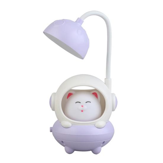 Cartoon Astronaut Cat Desk Lamp USB Rechargeable Flexible Gooseneck Table Reading Light Home Office Bedroom Bedside Night Light