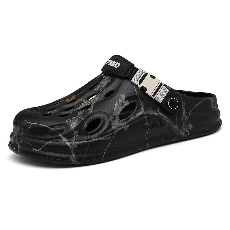 

Mens Sandals Garden Shoes Soft Rubber Clogs Zuecos Hombre Cholas Barefoot Slippers Beach Water Shoes Man Summer Hot Sale 45 чорний