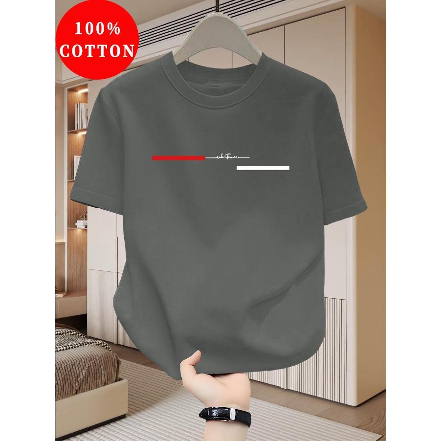Men's 100% Cotton T-shirt New Trend Top Round Neck Cotton Breathable T-shirt Men's Summer Must-have