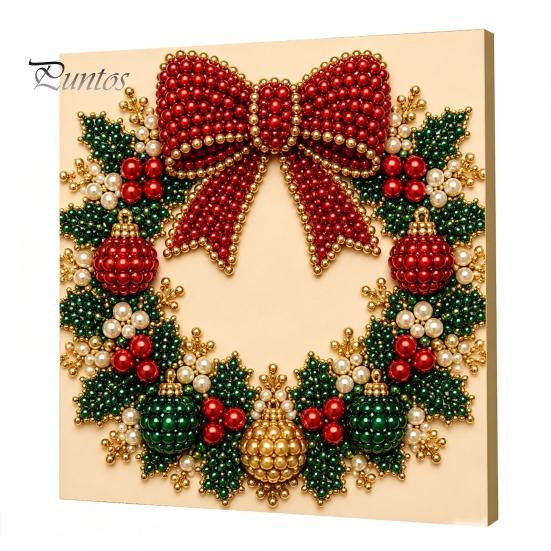 DIY Faux Pearl Art Crafts Christmas Kit, Santa Snowy Cottage Painting Kits for Adults 3D Bead Craft Set Adults, Home Winter Holiday Wall Decor Indoor