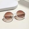 Retro Round Sunglasses Men Women Brand Designer Plastic Frame Oversized Sun Glasses Trendy White Brown Gradient Eyewear Shades