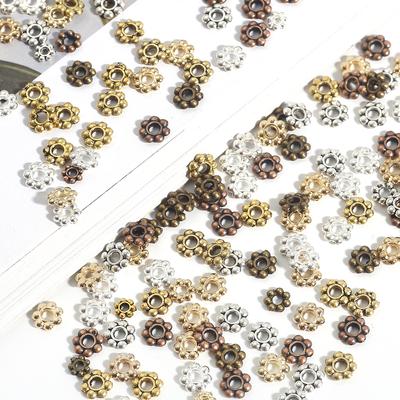 200Pcs 4mm 5mm 6mm Daisy Flower Spacers Bead Metal Tibetan Silver Color Spacer Beads for Jewelry Making