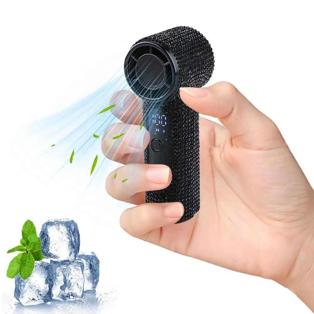 Summer Portable Handheld Mini Fan Diamond Design Powerful Outdoor Cooling Personal Display Mini Handheld Fan Fan Digital D8O9