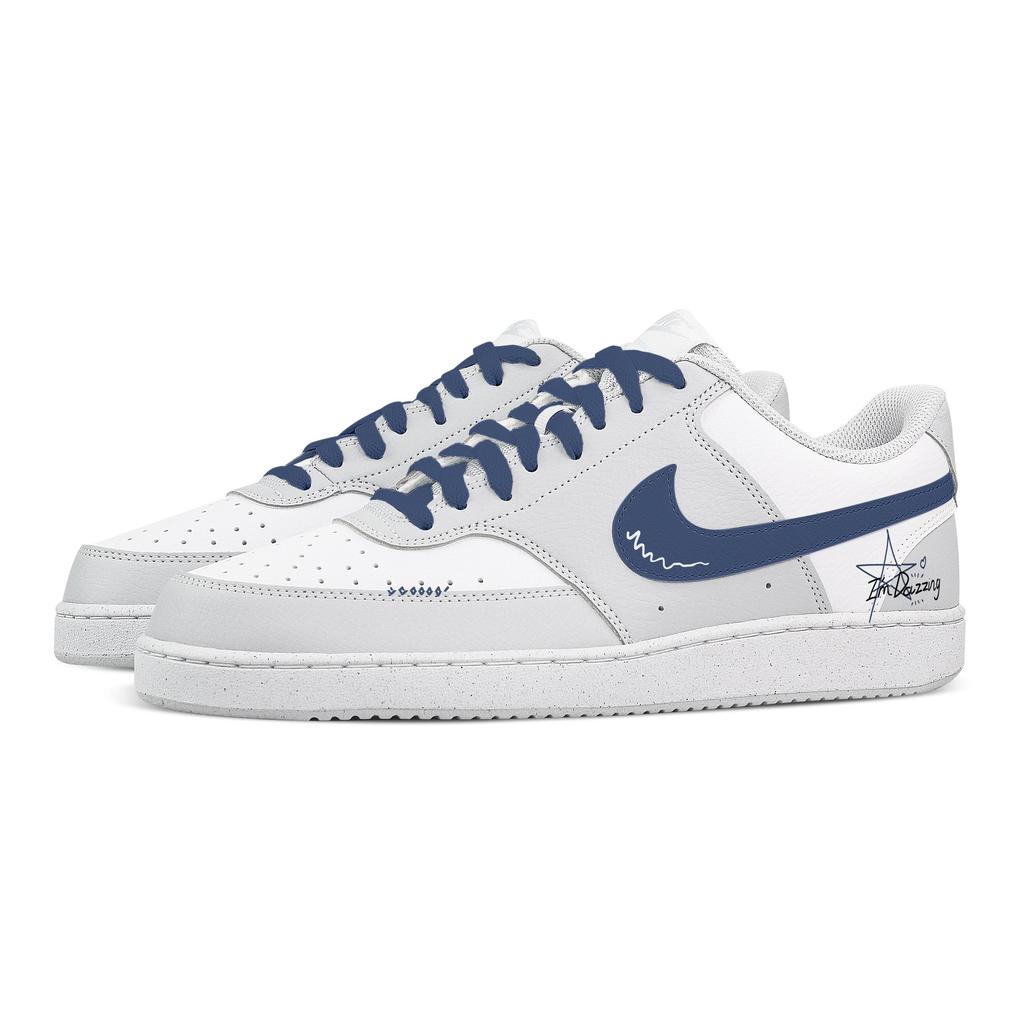 Nike Court Vision Starry Sea Heart Box Low Top Skateboard Shoes Men's White Blue HM9862-002(Team773--)