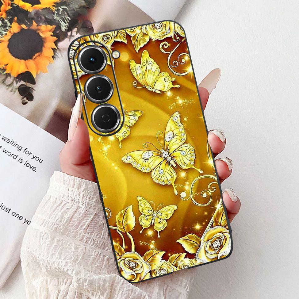 Casing For Tecno Spark 40Pro KM6 Cover For Techno Spark 40 Pro Case Silicone Luxury Butterfly Love Fashion Flowers Cool Painted
