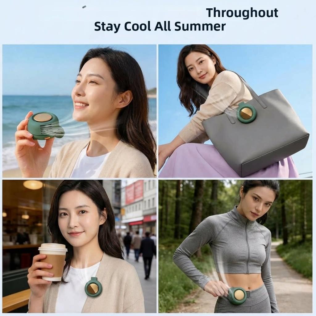 MF019 Mini Whirlwind Portable Snap On Charging Fan Waist Clip Mini Whirlwind Fan 3-Speed Handsfree Silent Strong Wind