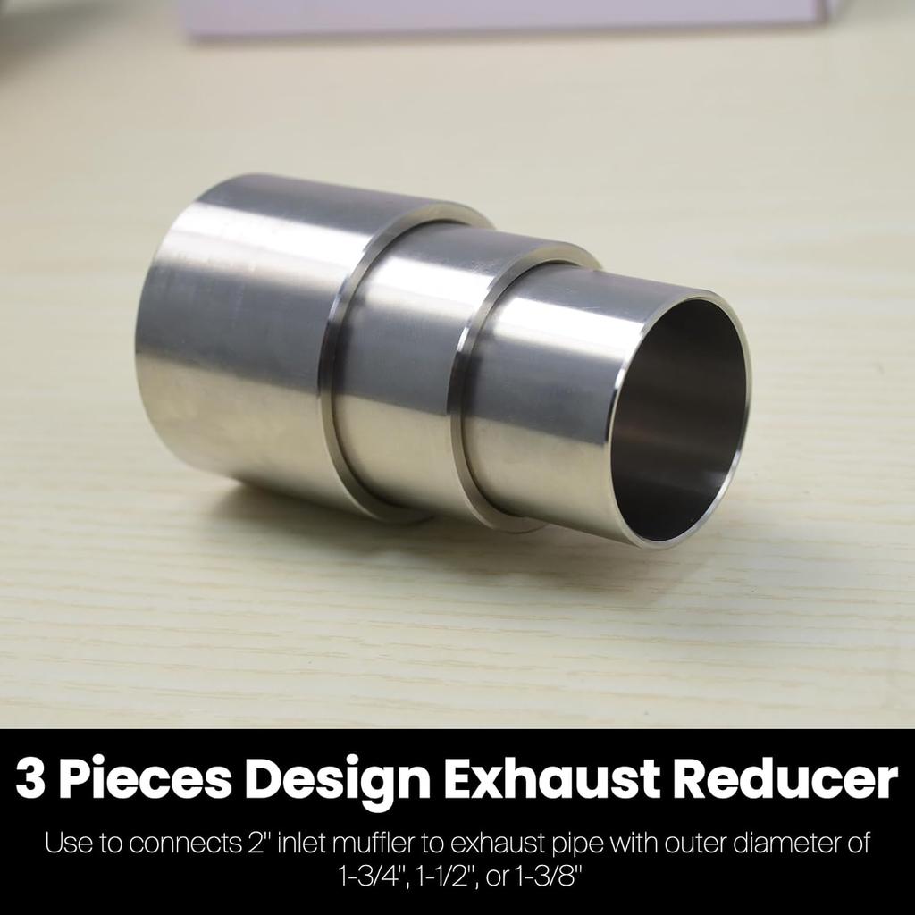 Slip-on Exhaust Adapter Coupler Connector Reducer 2''(ID) To 1-3/4'', 1-1/2", 1-3/8"(OD)