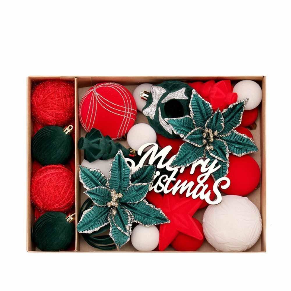 38PCS European-style Flocked Christmas Balls Pendant Xmas Tree Hanging Pendant  Wedding Party