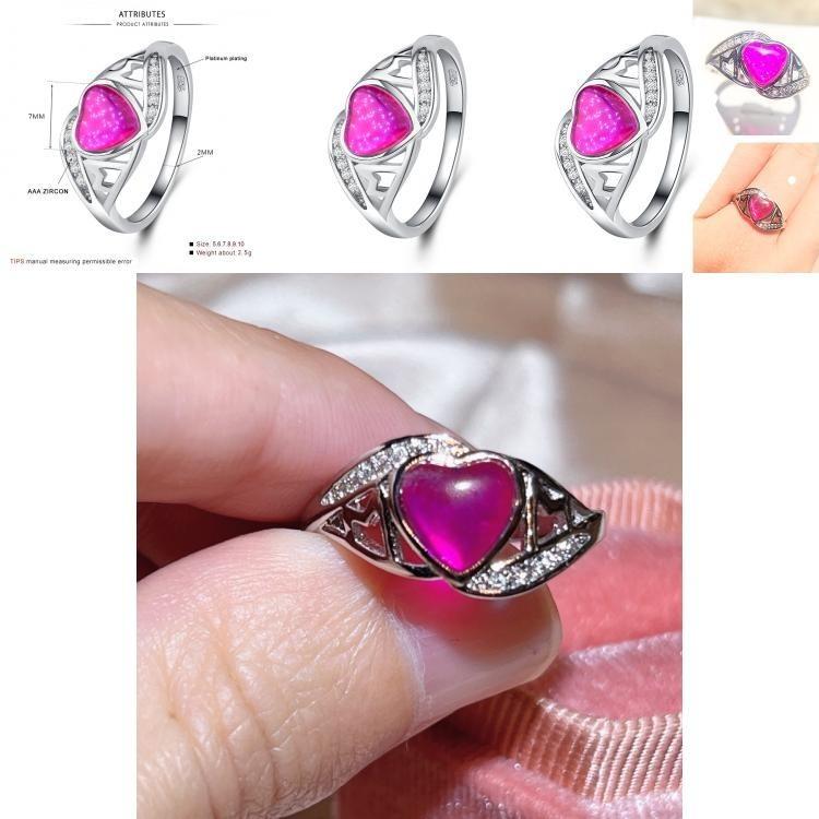 Trendy 2018 Cross-border Jewelry Supply Fantasy Australian Peach Heart Ring For Mother's Day