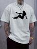 Casual Crew Neck T-shirt with Silhouette Girl Print - Stylish Short Sleeve Tee for Spring & Summer