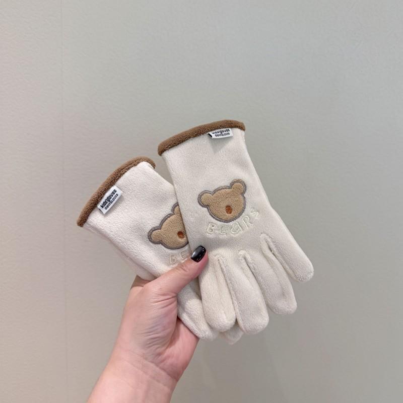 Kids Winter Warm Fleece Lined Fingered Gloves Outdoor Cycling Windproof Cold Weather Protection Unisex